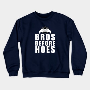 Dynamic 'Bros Before Hoes' Fist Bump Illustration on Black – Solidarity in Style Crewneck Sweatshirt